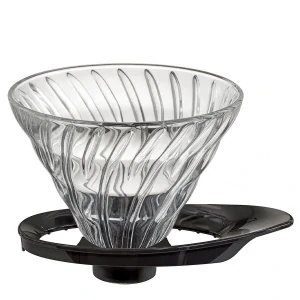 Hario Dripper V60-02 skleněný (VDGR-02-B), čirá/černá